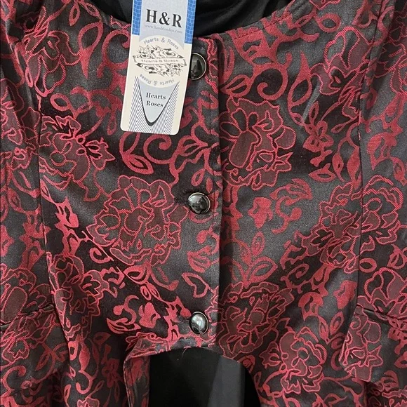 NEW H&R Red Floral Gothic Steampunk Corset Jacket & Matching Swingdress Size 14 - Picture 6 of 16